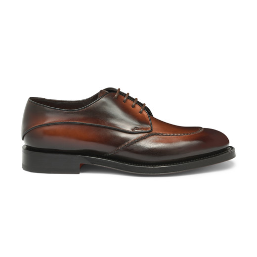 Shop Santoni Men's Dark Brown Leather Derby Shoe In Dunkelbraun