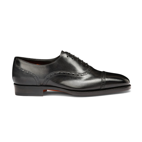 Shop Santoni Men's Black Leather Oxford Shoe