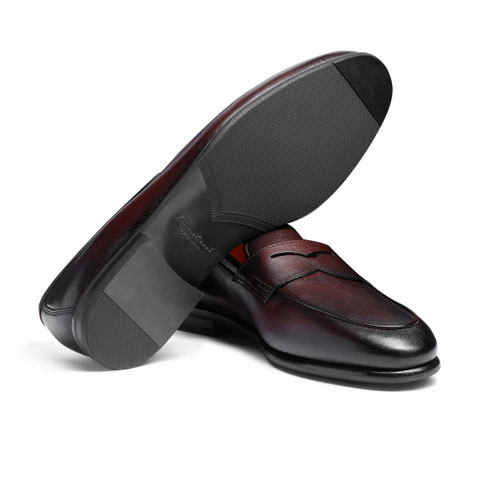 メンズ レザー Carlo ローファー ブラック | Santoni Shoes
