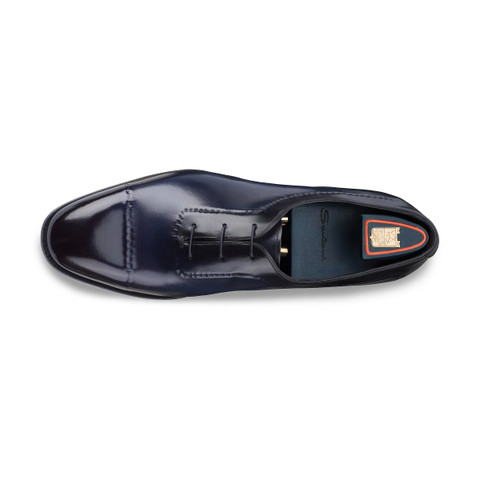 Men's blue leather Meraviglia Collection Oxford shoe | Santoni NL