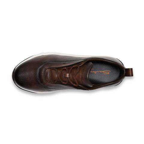 メンズ レザースニーカー ダークブラウン | Santoni Shoes