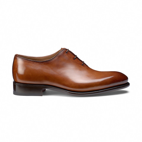 Men's polished brown leather Oxford shoe | Santoni Shoes