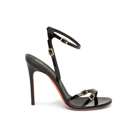 Shop Santoni Women's Black Patent Leather High-heel Sandal