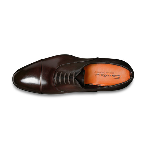 Men's polished black leather Oxford shoe | Santoni US