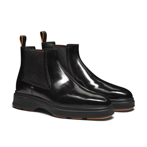Men's black leather Easy Nova boot | Santoni Shoes