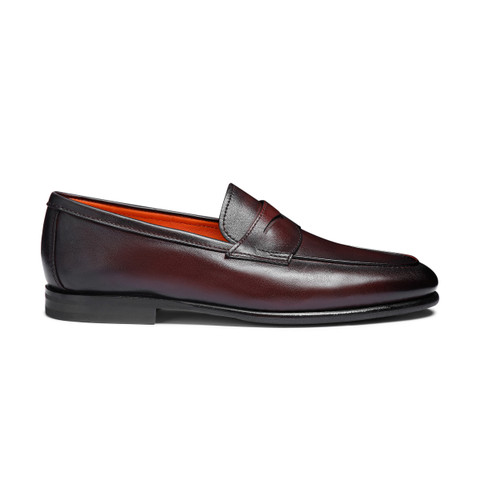 Men’s Santoni Carlo soft furnished leather penny loafers size 8 US made Italy Carlos Black Leather Penny Loafer | Santoni main image 4
