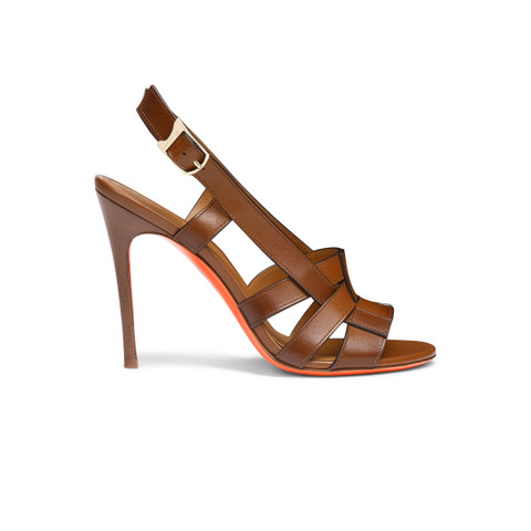 Shop Santoni Women's Brown Leather High-heel Beyond Sandal Light Brown