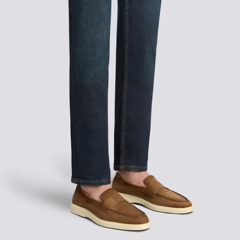 メンズ スエード ペニーローファー グレー | Santoni Shoes