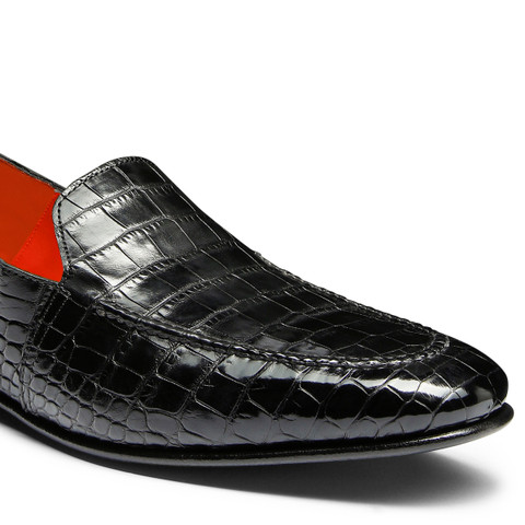 Men's blue alligator leather loafer | Santoni Shoes