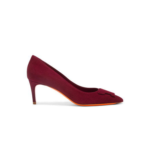 Shop Santoni Women's Burgundy Suede Mid-heel  Sibille Pump