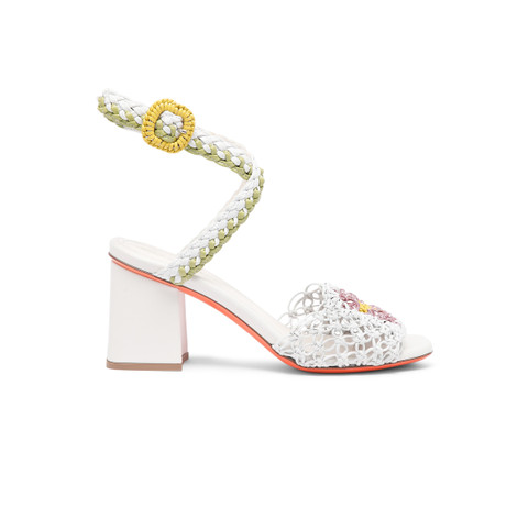 Shop Santoni Women's White Woven Nappa Leather High-heel Sandal In Weiss