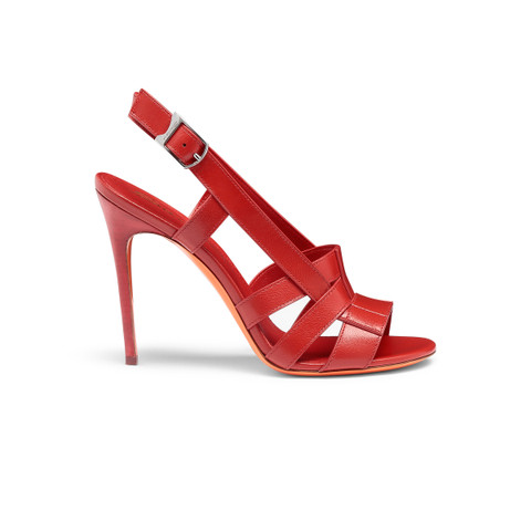 Shop Santoni Women's Red Leather High-heel Beyond Sandal