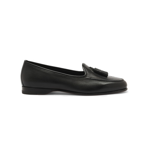 レディース レザー Andrea タッセルローファー ブラック | Santoni Shoes