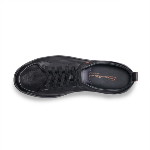 Santoni Off-duty メンズ ブラックレザースニーカー | Santoni Shoes