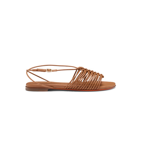 Women's light brown leather sandal | Santoni Shoes