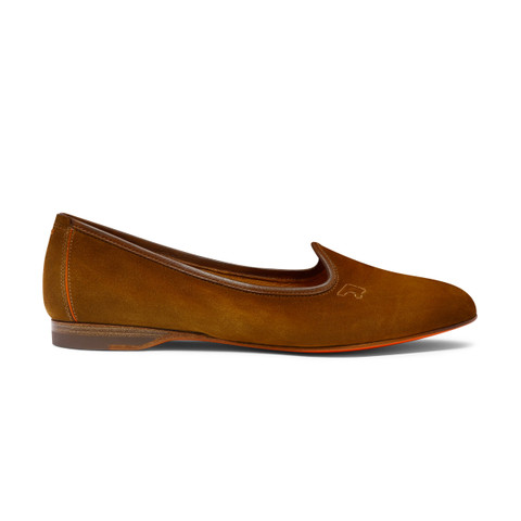 Shop Santoni Women's Brown Suede Loafer Light Brown