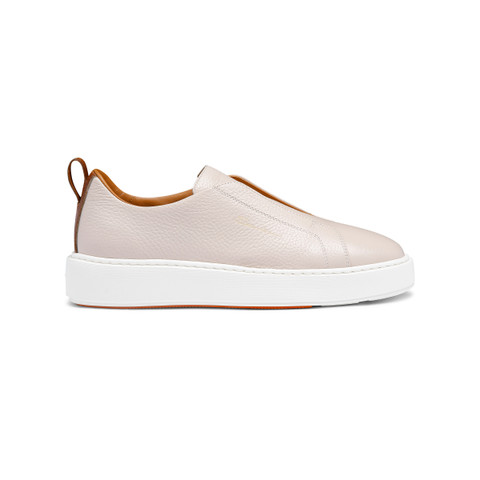 Shop Santoni Women's Nude Tumbled Leather Slip-on Sneaker Natural