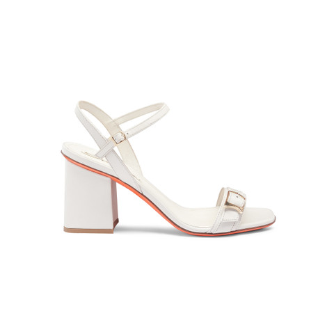 Shop Santoni Women's White Leather Mid-heel Sandal