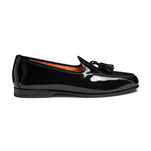 Shop Santoni Men's Black Patent Leather Andrea Tassel Loafer In Schwarz