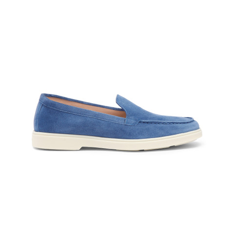 Shop Santoni Women's Blue Suede Loafer