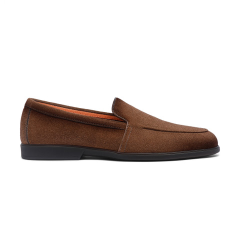 Shop Santoni Men's Light Brown Suede Loafer