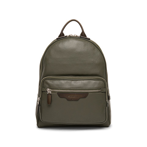 Blue tumbled leather backpack | Santoni Shoes