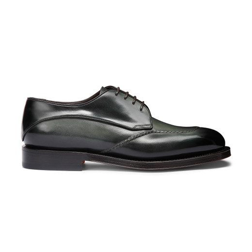 Shop Santoni Men's Green Leather Derby Shoe In Grun