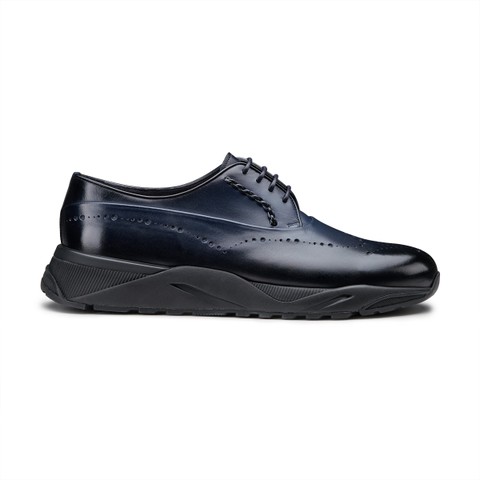 Santoni プレーントゥスエードレザーシューズ ミッドナイトブルー UK6