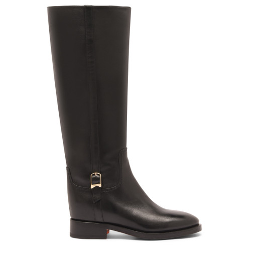 Shop Santoni Women's Black Leather Boot In Schwarz