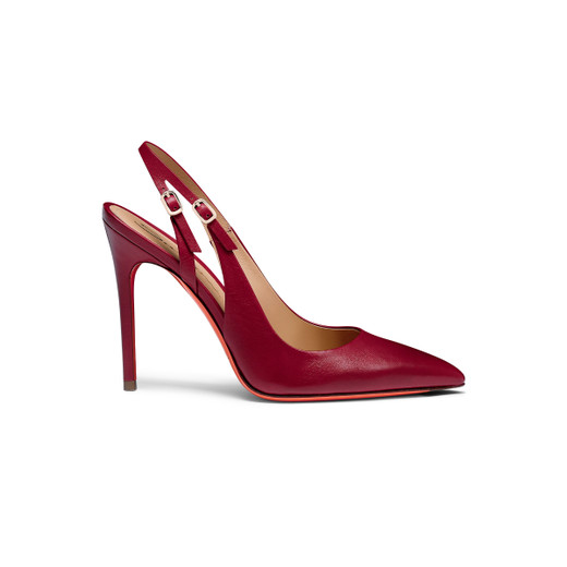 Shop Santoni Women's Red Leather High-heel Slingback In Rot