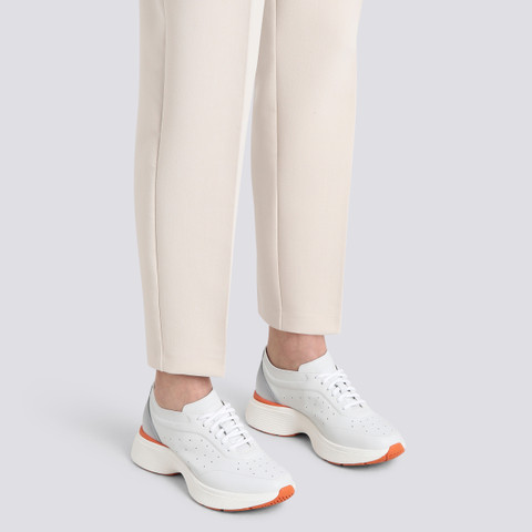Women's white leather Easy Bounce sneaker | Santoni US
