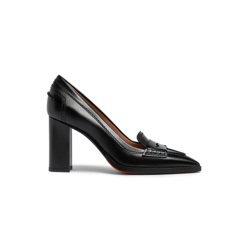 Shop Santoni Women's Black Leather High-heel Pump