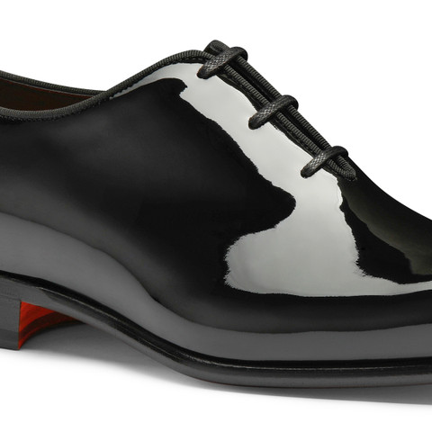 Men's black patent leather Oxford shoe | Santoni Shoes