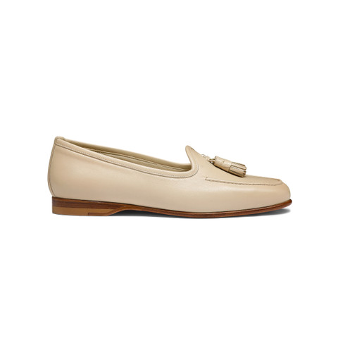 Shop Santoni Women's Beige Leather Andrea Tassel Loafer Natural In White