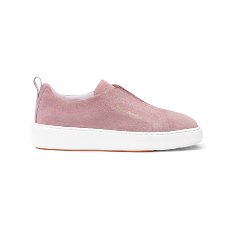 Santoni Women's Pink Suede Slip-on Trainer