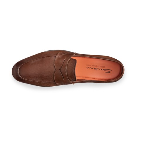 メンズ タンブルレザー Carlo ペニーローファー ブラウン | Santoni Shoes