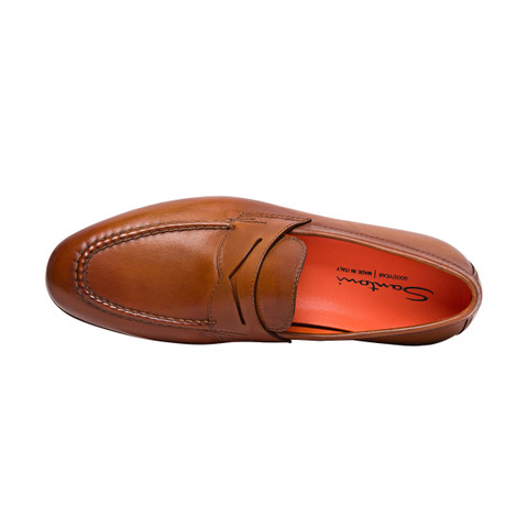 レザー メンズペニーローファー ブラック | Santoni Shoes