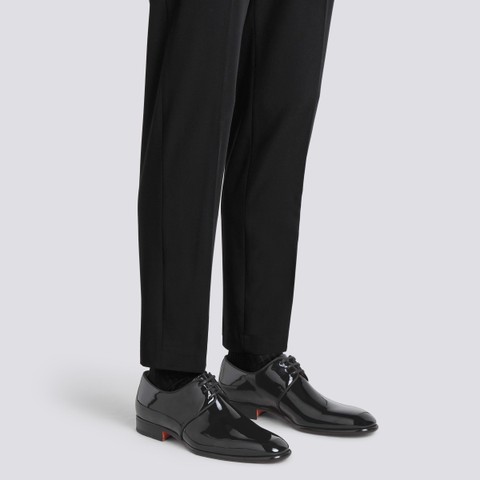 新品未着用Santoni パテントレザー ダービーシューズ＋コヌドヌリ＋クリーム メンズ ブラックパテントレザー ダービーシューズ | Santoni Shoes