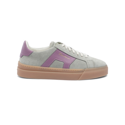 Shop Santoni Women's Green And Purple Suede And Leather Double Buckle Sneaker