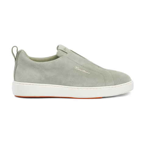 Men's green suede slip-on sneaker | Santoni Shoes