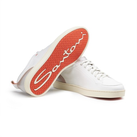 Santoni Off-duty メンズ ホワイトレザー スニーカー | Santoni Shoes