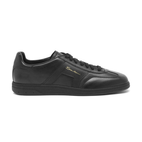 【SANTONI】DBS Oly メンズ ブラックレザースニーカー Men's black leather DBS Oly sneaker | Santoni Shoes