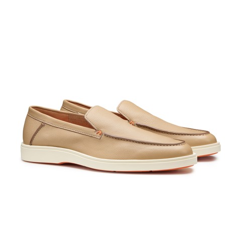 Men's beige leather loafer | Santoni Shoes