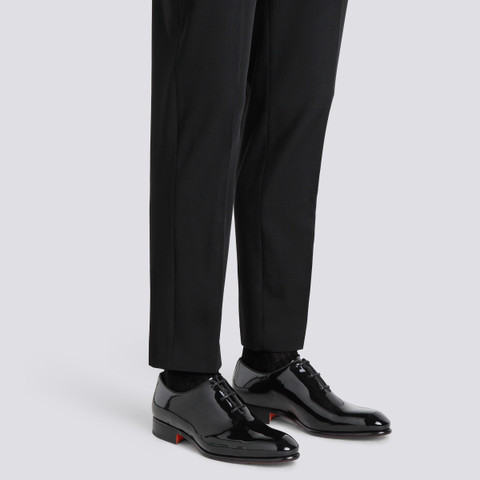 パテントレザー メンズオックスフォード ブラック | Santoni Shoes