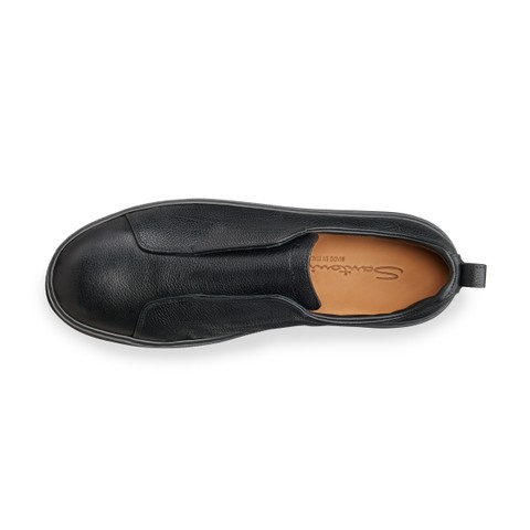 メンズ レザー スリッポンスニーカー ブラック | Santoni Shoes