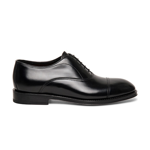 Men’s black leather Oxford shoe | Santoni Shoes