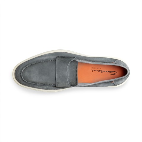 メンズ スエード ペニーローファー グレー | Santoni Shoes
