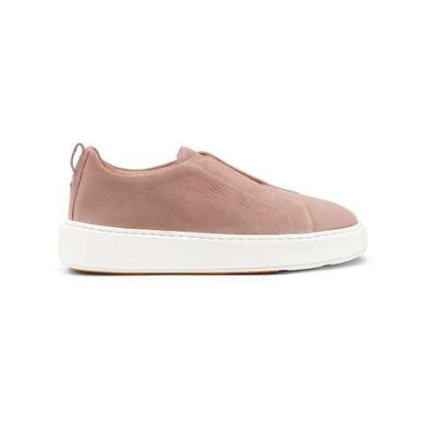 【SANTONI】レディース ピンク スエード スリッポン スニーカー レディース スエード スリッポンスニーカー ピンク | Santoni Shoes