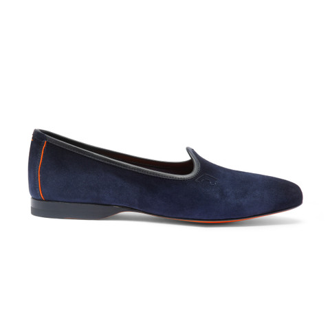 Shop Santoni Men's Blue Suede Loafer