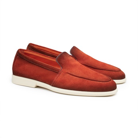メンズ スエードローファー グリーン | Santoni Shoes